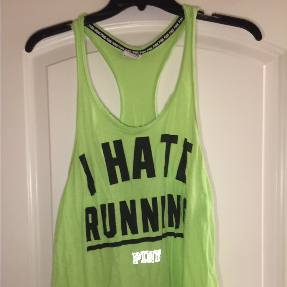 VS PINK tank bright green